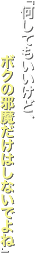 「何してもいいけど、ボクの邪魔だけはしないでよね」